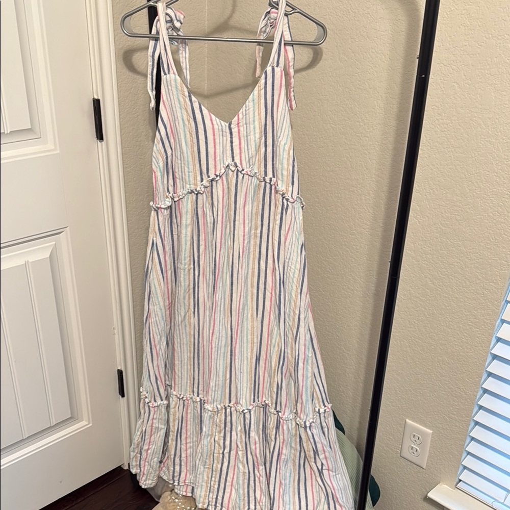 Striped Maxi Dress with Tie Straps